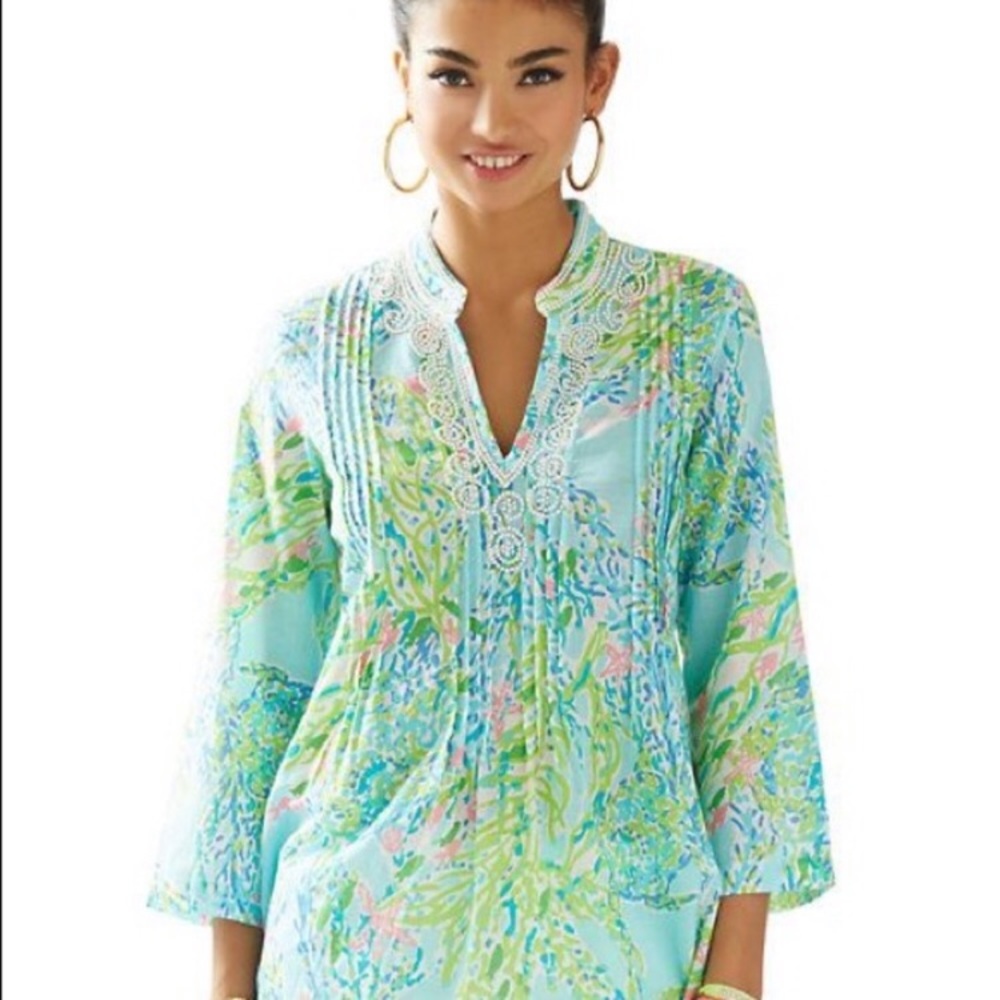 LILLY PULITZER Sarasota Tunic Top Blue Heaven S